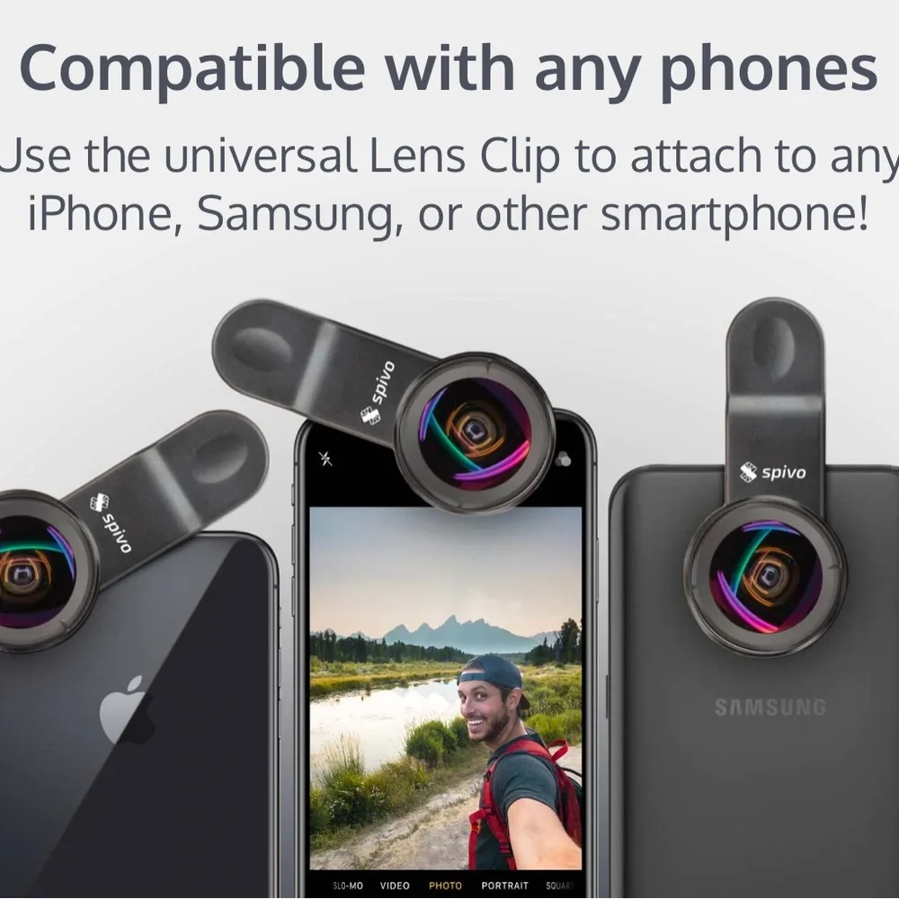 Spivo travel lens, wide angle, for phones, digital device.